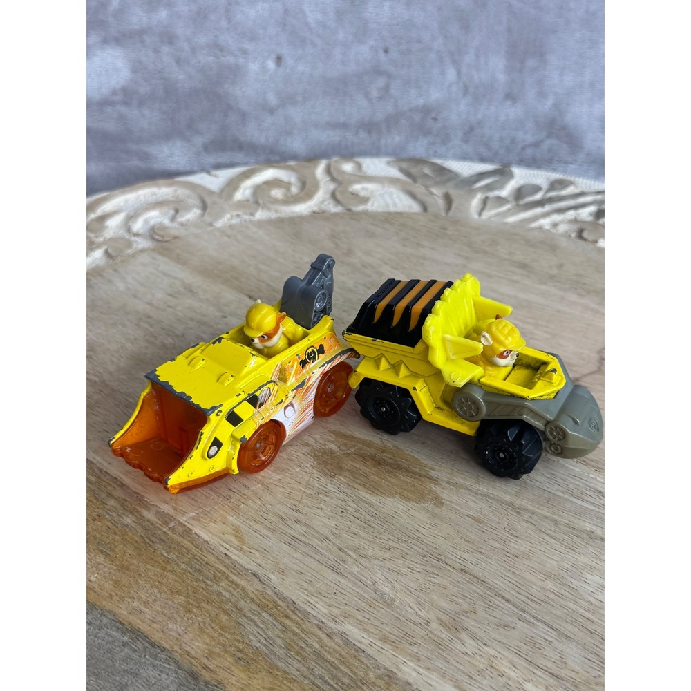 Paw Patrol Rubble Construction Vehicle Mighty Pups Yellow Bulldozer Truck 2pc